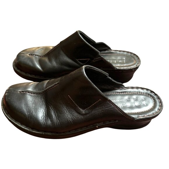 Josef Seibel Women Black Leather Slip-On Clogs Size 42‎ Comfort European Size 11 - Picture 12 of 14